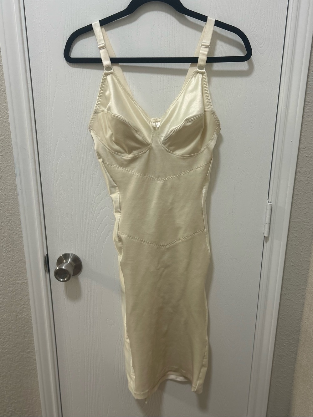 Crown-ette Vintage Ivory Shapewear Girdle Bra Slip Off Mid Length 38DD